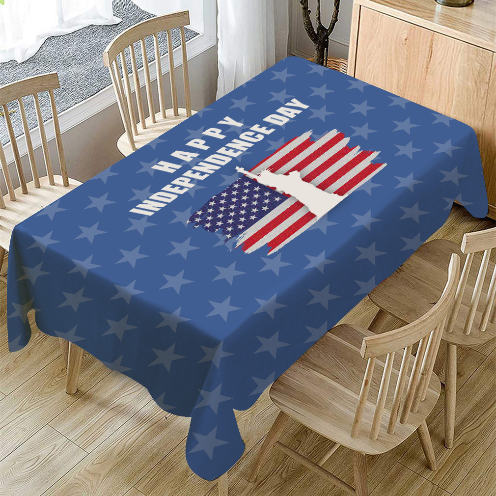 跨境热销 亚马逊爆款美国独立日棉麻桌布批发 亚麻茶几台布餐桌布