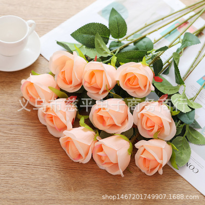 仿真玫瑰花單支絹布雪山玫瑰批發 ins風花束家居裝飾擺件捧花假花