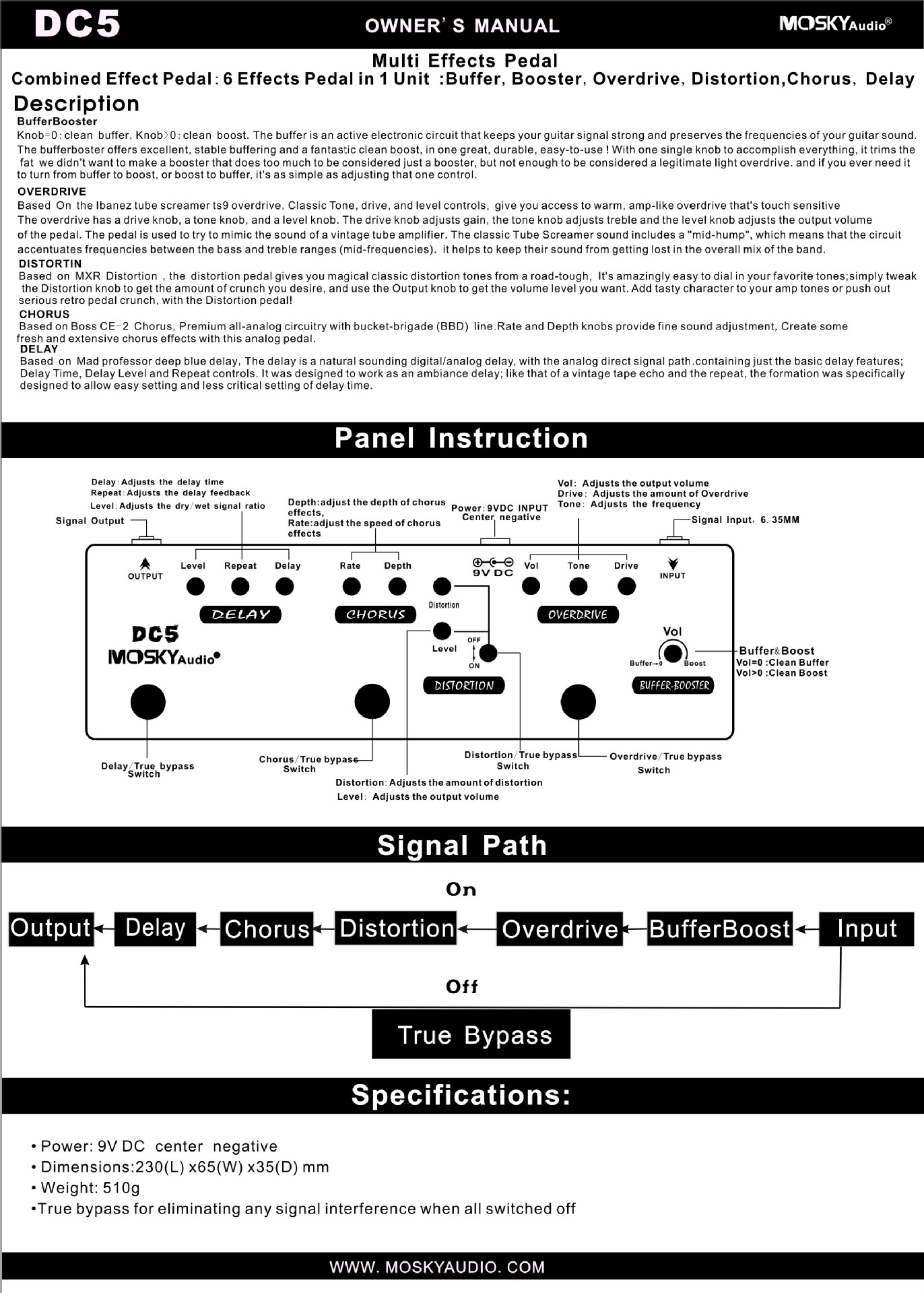 moskyaudio DC5 MANUAL