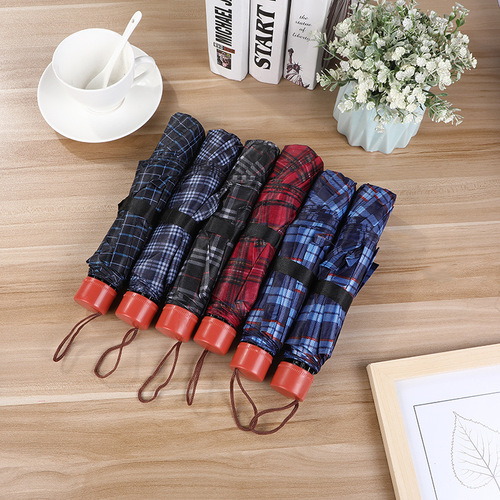 8K lattice umbrella classic tri-fold umbrella portable mini folding short handle umbrella promotional gift umbrella manufacturer direct sale