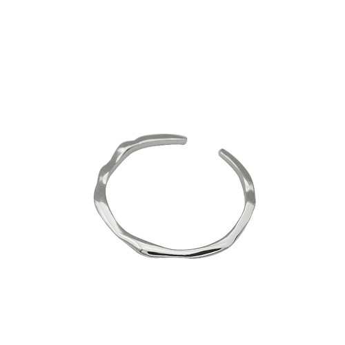 s925 sterling silver ring minimalist style women's irregular thin face ring bamboo silver ring chic Korean style jewelry