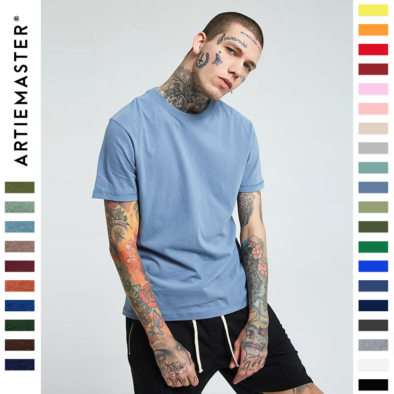  ARTIE Men's High-Quality Cotton Wash Brush Clothing Fir Culture Shirt Short-Sleeved T-Shirt Men's Custom Manufacturers