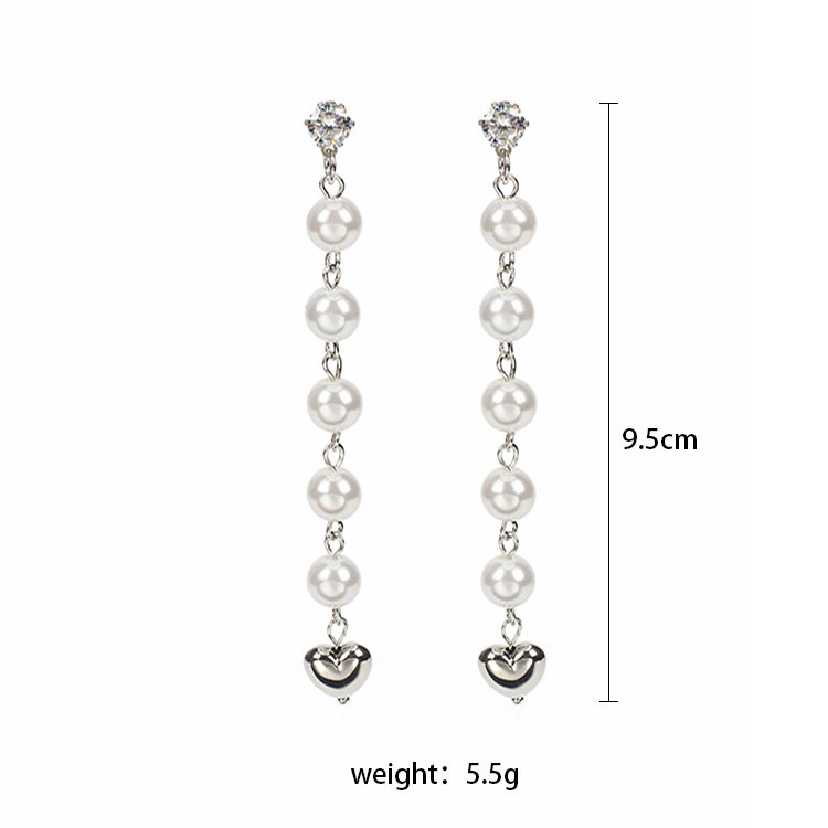 6g Weight Fashion Pearl Heart-shaped Tassel Earrings