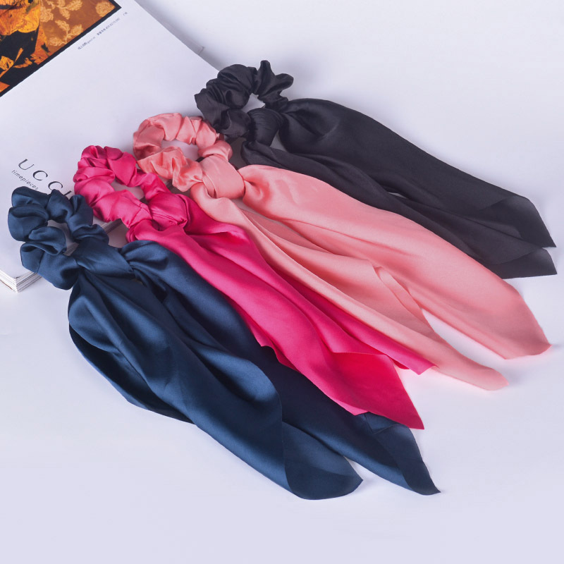 Satin Cloth Long Ribbon Hair Scrunchies display picture 1