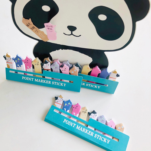 Cute crooked cat, mini cartoon animals sitting in rows, N times stickers, creative sticky notes, sticky notes 12g