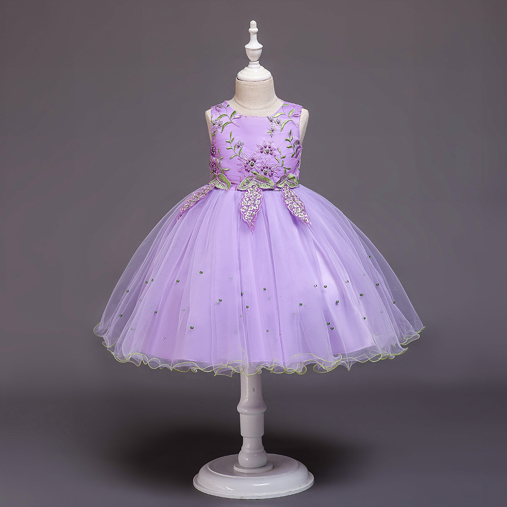 Children's Wedding Dress Princess Skirt Girl Host Catwalk Dress Summer Embroidered Sleeveless Dress display picture 17