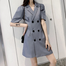 2020早秋新款韩剧同款OL气质通勤双排扣收腰西装裙百领连衣裙8868