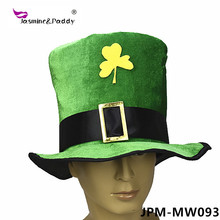 廠家直銷愛爾蘭節三葉草高帽綠色絲絨帽子派對節日帽定制批發