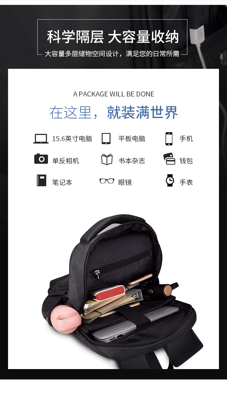 Backpack, laptop bag, anti-theft and waterproof, schoolbag for boys and girls, casual business, large capacity 15.6 inches undefined