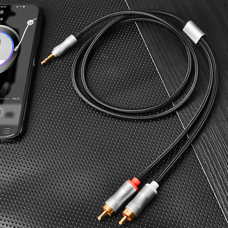 3.5mm Turn the double lotus RCA Plug mobile phone sound Connecting line One of two Audio line nylon weave Manufactor