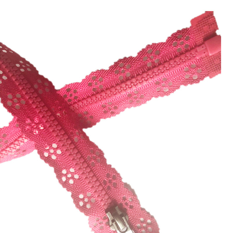外贸热卖 三号树脂粉色 蕾丝花边拉链  顺滑不爆齿  厂家直销25cm