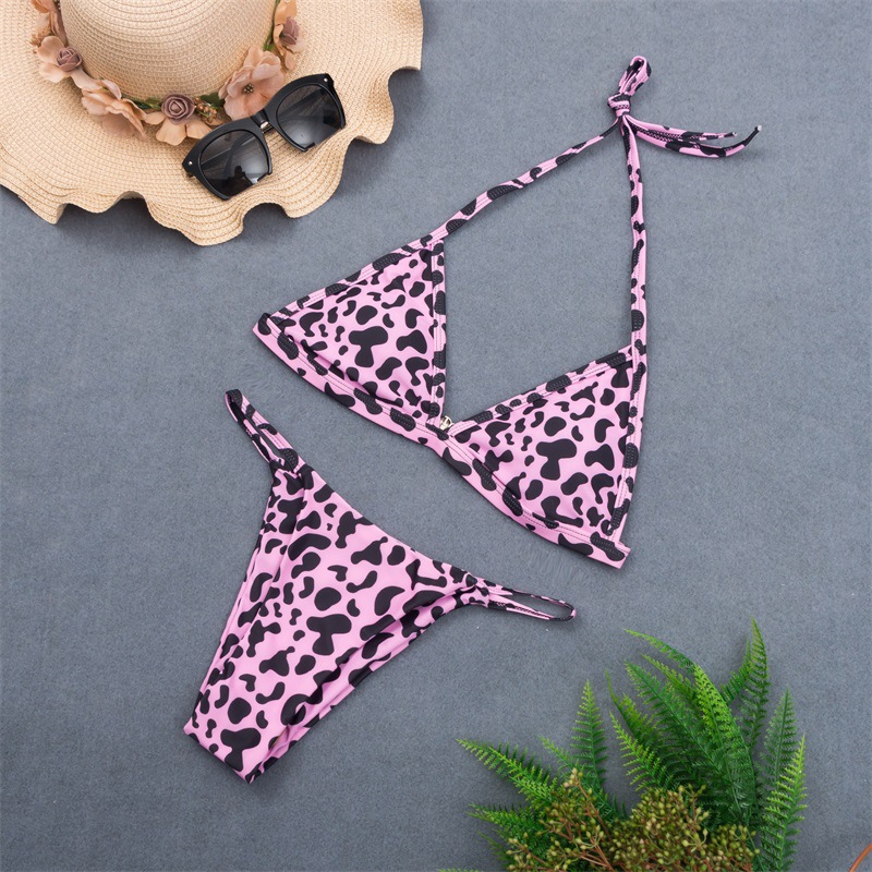 split bikini triangle swimsuit printing swimwear wholesale NSHL2675