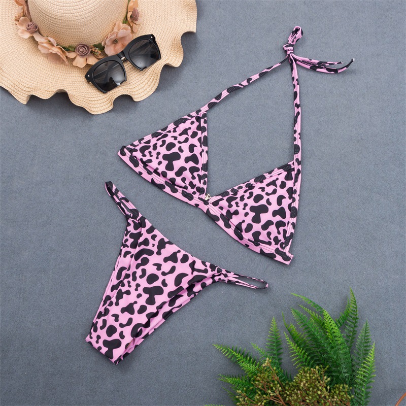   split bikini triangle swimsuit printing swimwear wholesale NSHL2675