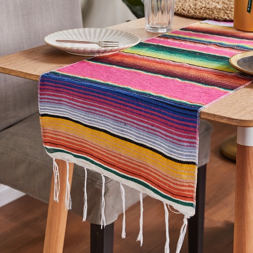 Rainbow runner woven cotton rug colorful striped rug tassel Indian camping rug Mexican table flag Mexican rug