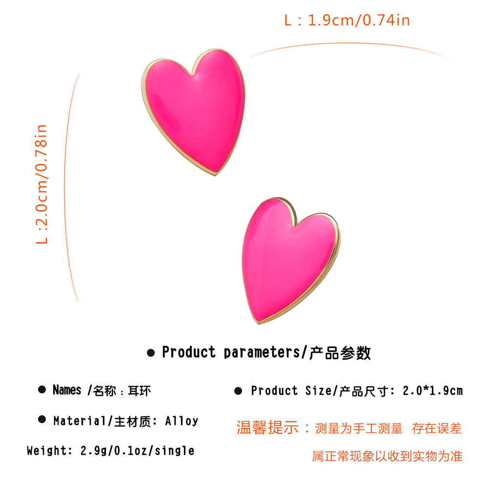 European And American Alloy Drip Oil Spring And Summer Multicolor Peach Heart Earrings display picture 1