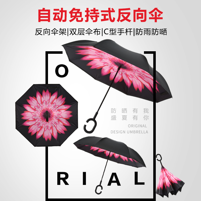 Manufactor customized automobile Reverse double-deck Customize logo Multicolor advertisement Umbrella Straight Umbrella wholesale