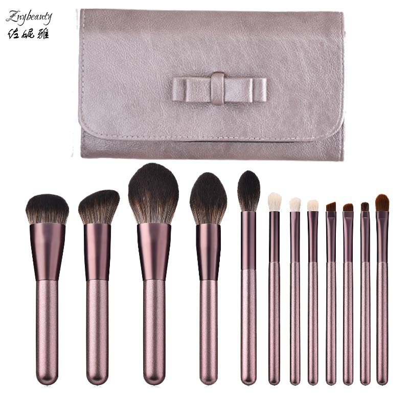 佐妮雅无logo12支小葡萄化妆刷 高品质化妆工具套件 葡萄紫色含包