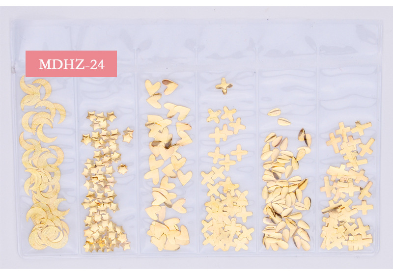 14g Weight Nail Decoration Accessories Nail Supplies 1 Set Quantity Metal Material Geometric Pattern Simple Style Style Factory Mixed New Nail Beauty Ornament Metal Hollow Japanese Star Moon Ocean 6 Grid Nail Decoration 13
