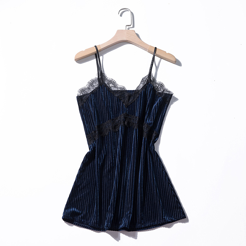 Korean women's Velvet sexy pajamas with suspenders four-piece suit NSMR7793