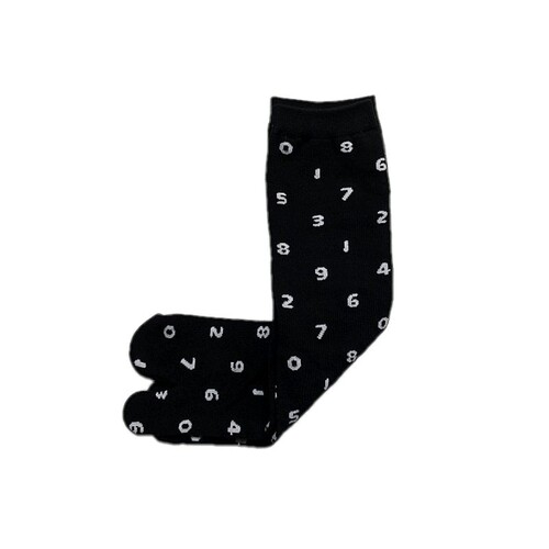 Japanese black digital split-toe socks, two-toe socks, net red socks, versatile basic mid-tube trendy socks