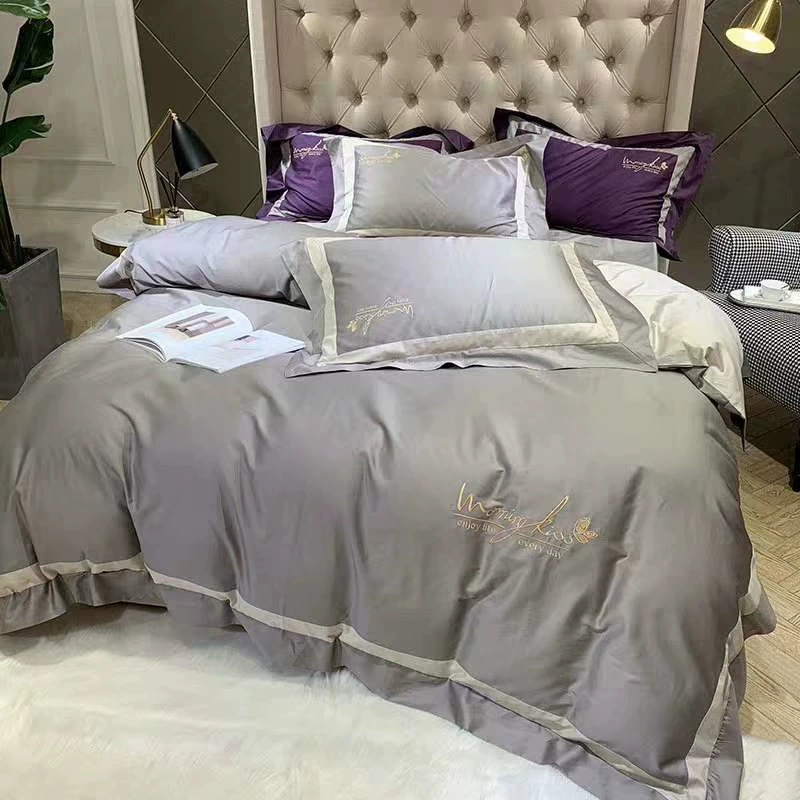 [Заказной оригинал из Китая Cotton Hotel Bedding набор простыней пододеяльников из льна]