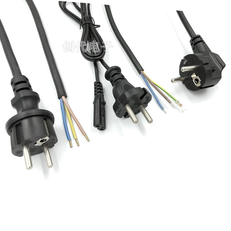 出口欧标VDE CE认证电源线 欧规三芯单头0.75欧式三插1.5米延长线