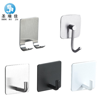 圣瑞佳 304不锈钢挂衣钩 自粘不锈钢挂钩衣帽间毛巾单衣勾 跨境