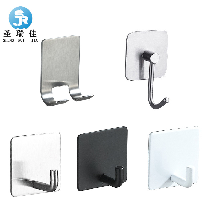 圣瑞佳 304不锈钢挂衣钩 自粘不锈钢挂钩衣帽间毛巾单衣勾 跨境