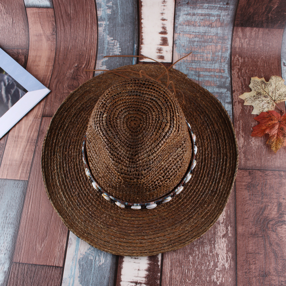 Moda europea y americana todo partido rafia Jazz sombrero mujer primavera y verano en forma de campana protección solar ajustable playa viajes sombrero de paja