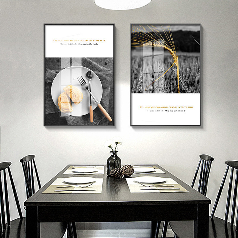 Modern minimalist restaurant decorative painting black and white photography modern minimalist hanging painting kitchen wheat coffee shop living room mural