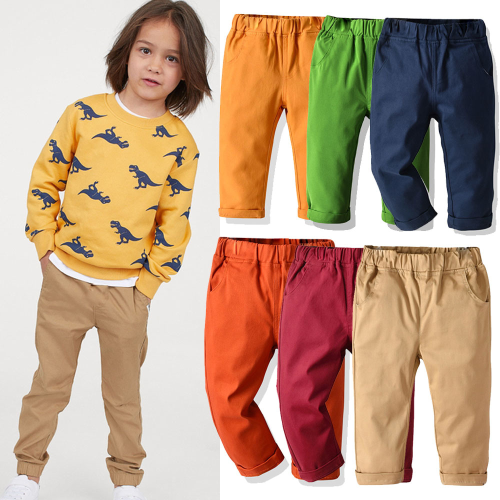 Fashion Solid Color Elastic Waist Cotton Boys Pantspicture19