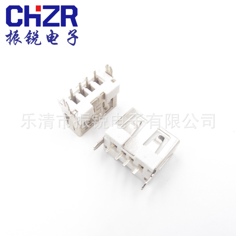 振锐直销USB10.0mm立式直插无卷边 鱼叉脚直脚uSB series