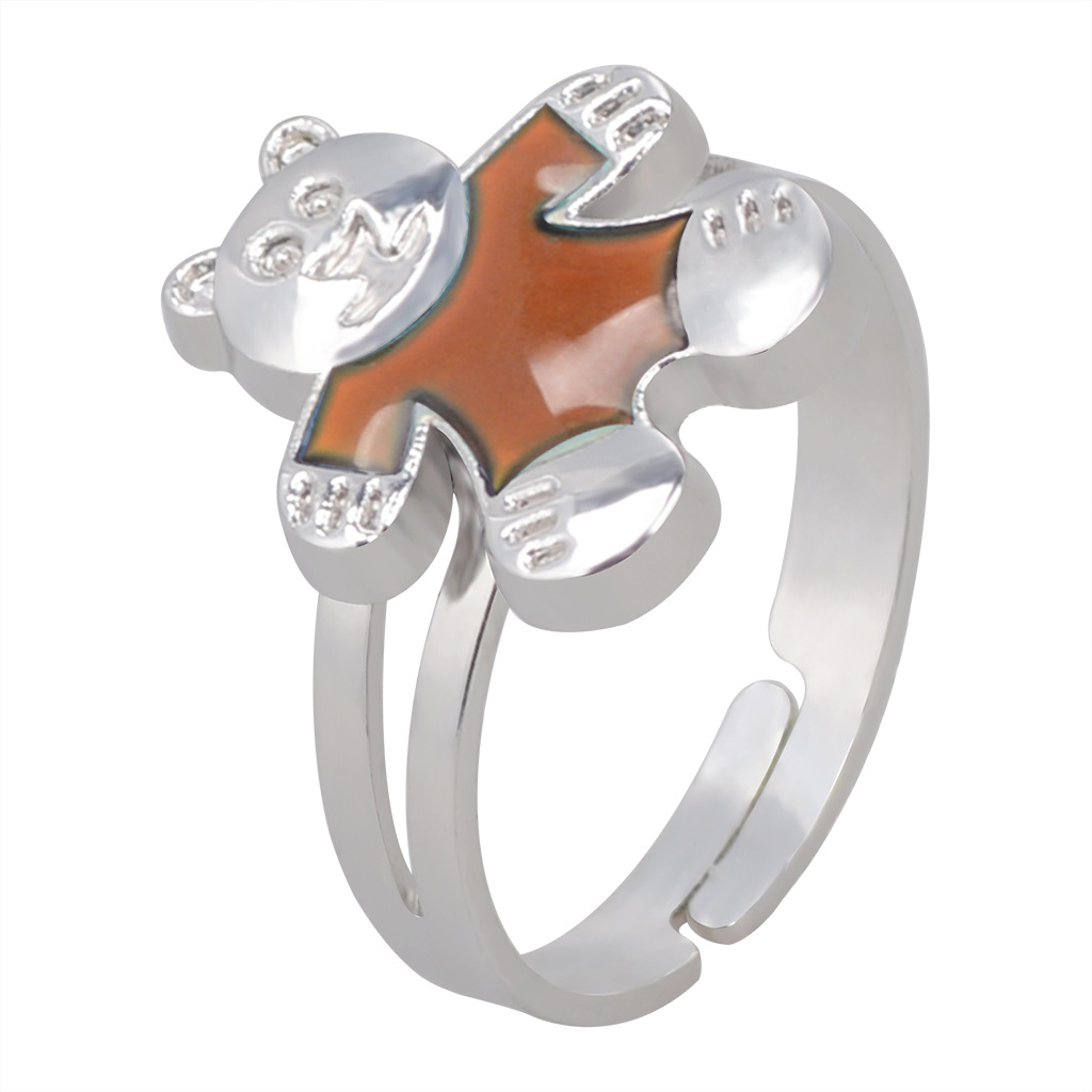 Fashion Cute Cartoon Bear Color Change Opening Ring display picture 8