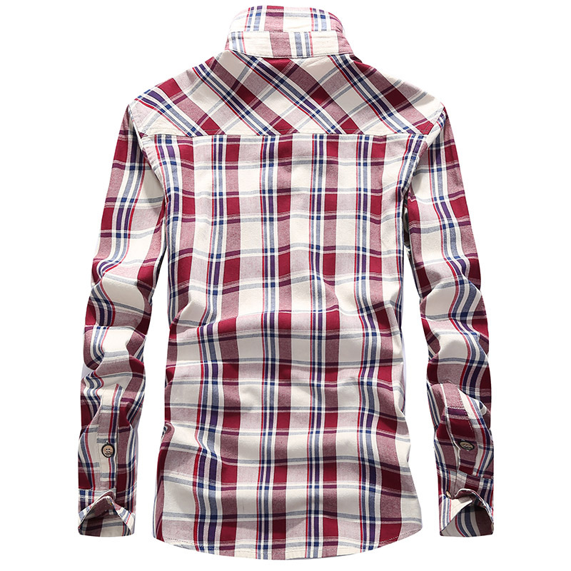 2019 transfronteriza nueva camisa de manga larga a cuadros solapa de algodón de los hombres primavera y otoño casual Camisa de los hombres forro de fondo