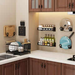 免打孔廚房壁掛式置物架碗碟刀砧板架調料鍋蓋收納整理架廠家直銷