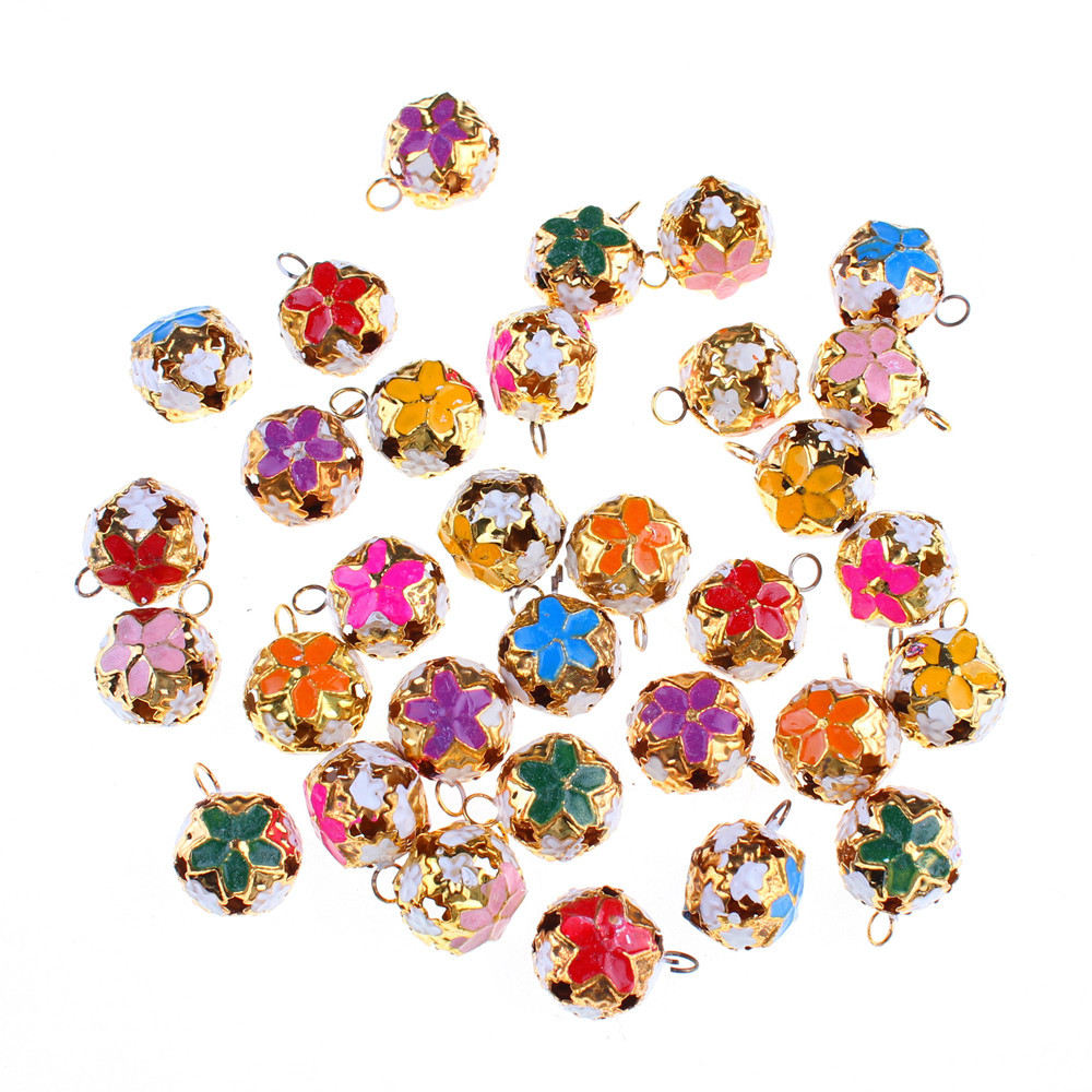 1 cloisonne estilo japonés flor bola campana hecha a mano DIY antiguo decorativo campana material accesorios colorido hueco campana