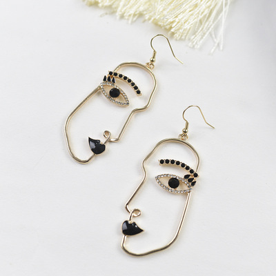 Retro Harajuku Europe and America Exaggeration Earrings interest Funny personality Facebook Earrings Abstract Face Profile Earrings