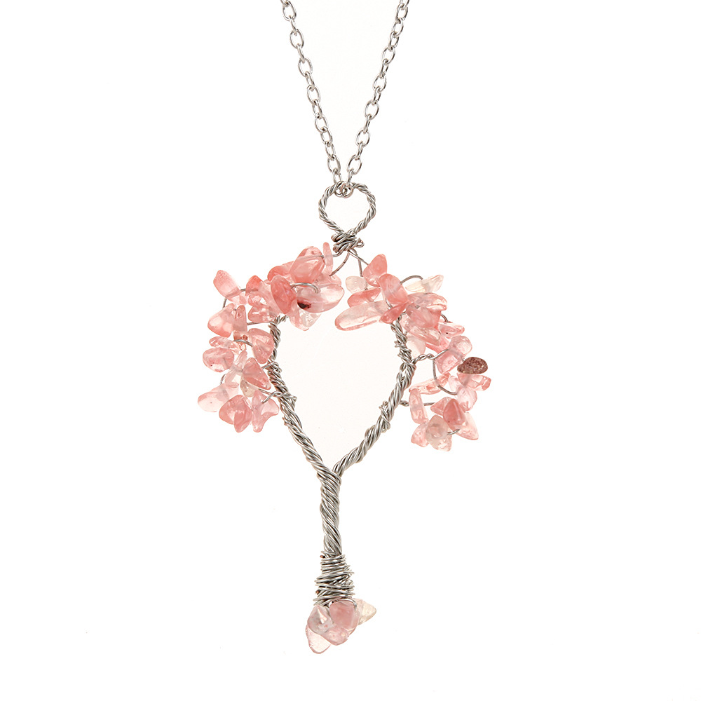 Fashion Tree Alloy Plating Natural Stone Pendant Necklace 1 Piece