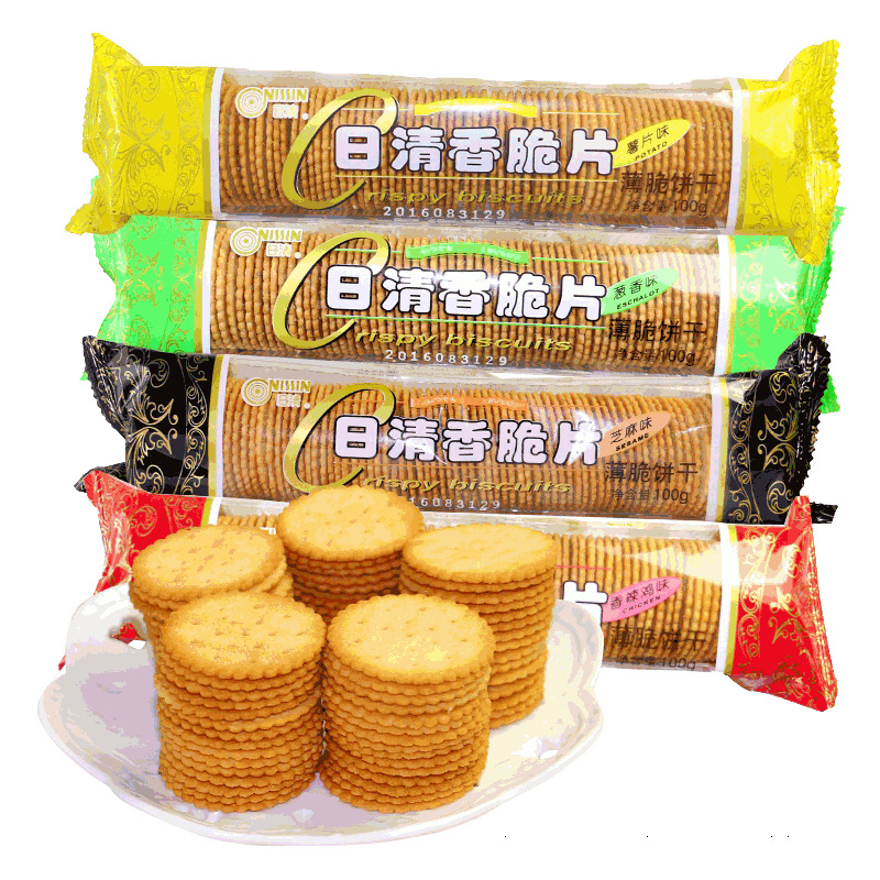 日清400g/袋香脆片薯片饼干葱香芝麻香辣代餐食品早餐薄脆零食