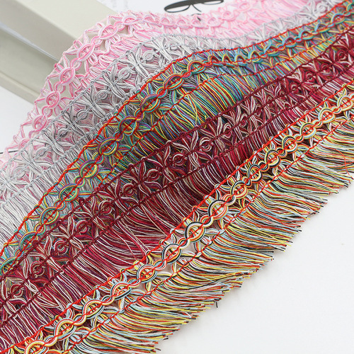 Edging 3 Indian Style Small Plaid Mixed Color Ethnic Seven Color Fringe Curtain Fabric Accessories