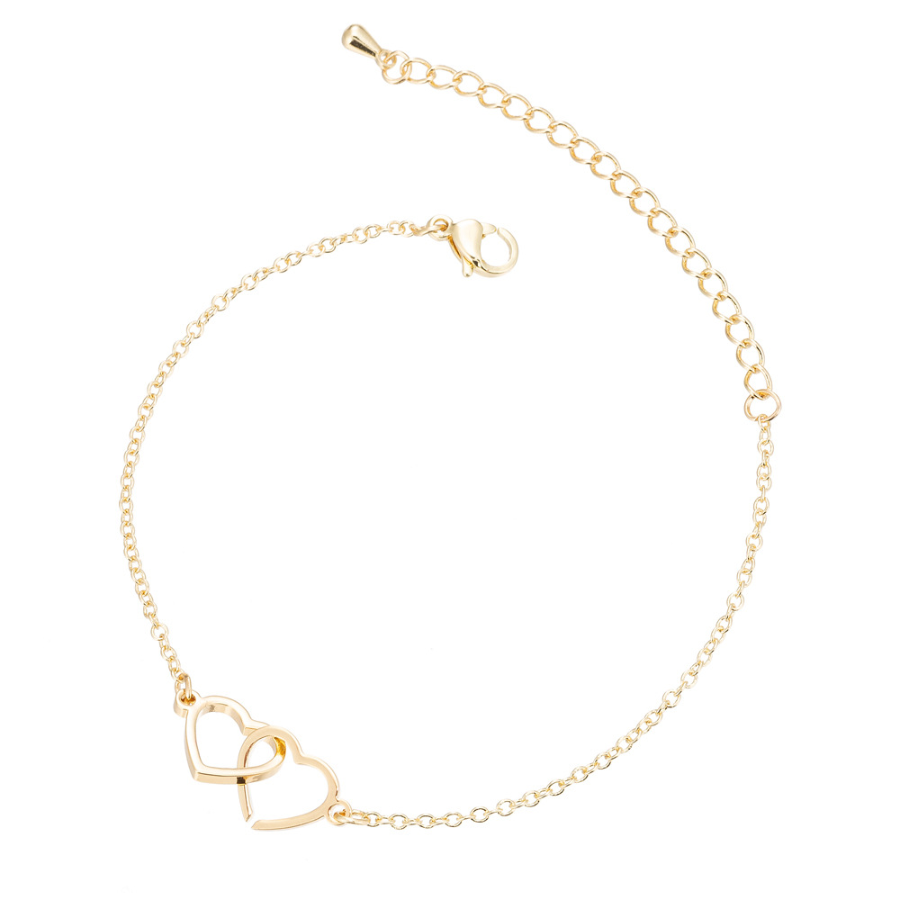 201 Stainless Steel Chain Material 1 Piece Quantity PVD Coated Real Gold Plated Heart Shape Titanium Steel Fashion Waterproof Non Tarnish 201 Stainless Steel Bracelets
