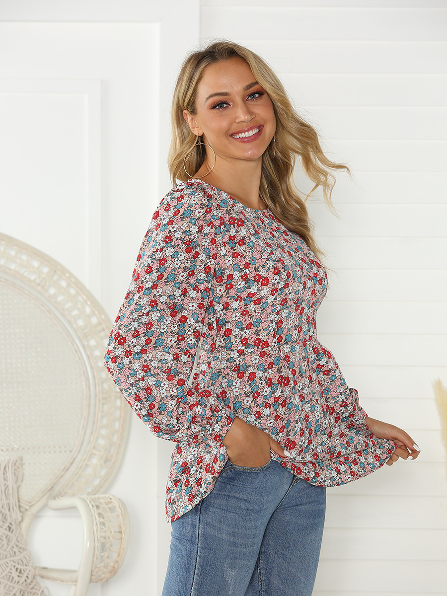  loose round neck printing long-sleeved t-shirt  NSAL2883