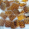 26-19mm transparent and transparent leopard spotted spots, rounded corners, flattened flat bead leopard cubes beads