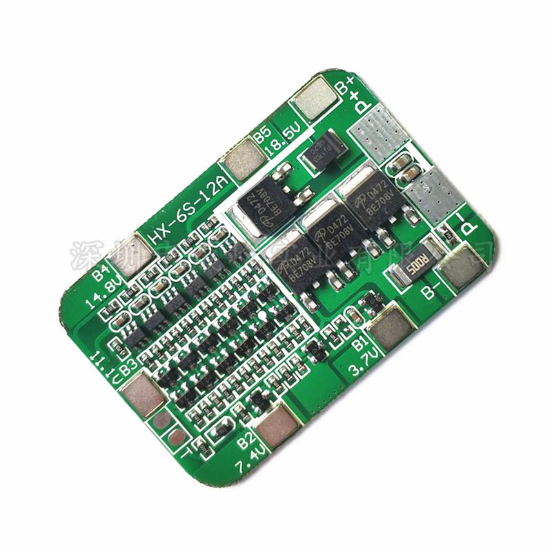 6S22.2V12A六串聚合物18650锂电池保护板大电流20V不带均衡