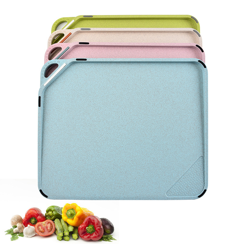 Factory direct supply with knife grinder wheat straw cutting board multi-purpose grinding ginger garlic mash kitchen cutting board TPR cutting board