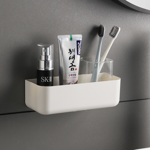Japanese wall-mounted cosmetics remote control storage box bathroom nail-free drain rack storage rack cross-border