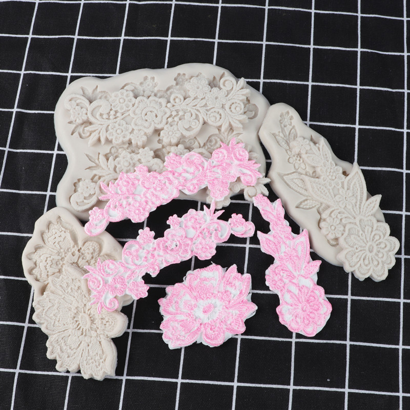 Fondant encaje pastel de encaje molde pastel de tela patrón en relieve de silicona molde herramientas para hornear ventas directas de la fábrica