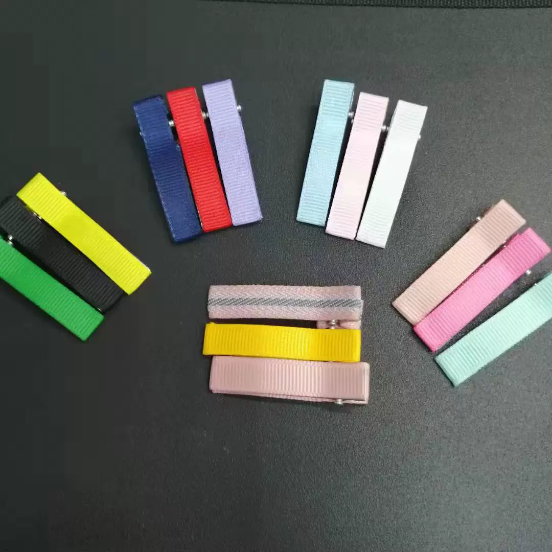 diy儿童发饰配件全半包布5cm双叉鸭嘴夹各色织带贴布发夹加工