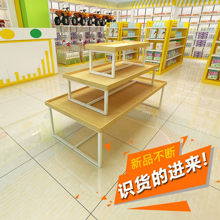 Трехуровневый супермаркет мама и детская магазин на острове полки обуви укладка Косметики витрины Рекламный стол
