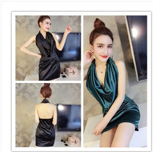 2018速卖通亚马逊性感欧美大牌堆堆领气质修身包臀露背连衣裙